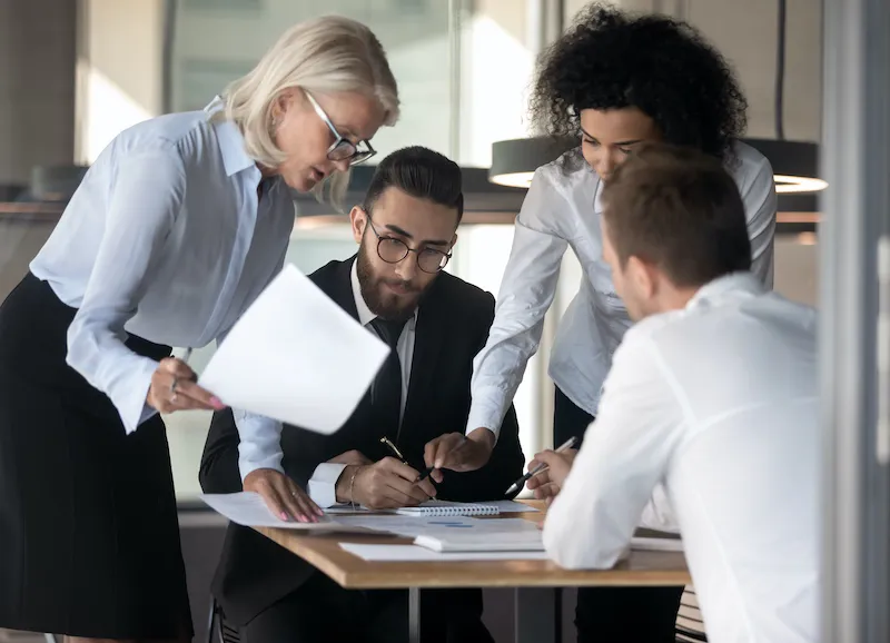 Team working at a table